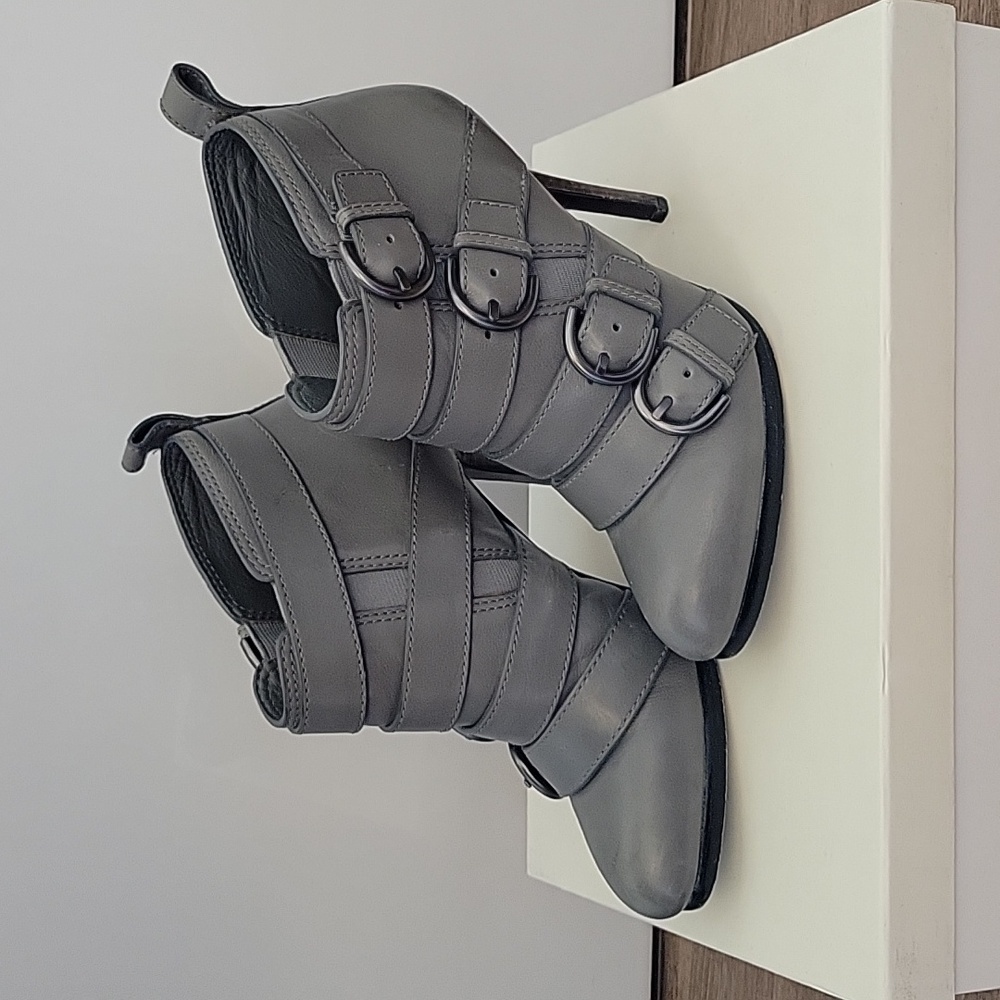 Coach Tessie gray buckle booties size 5